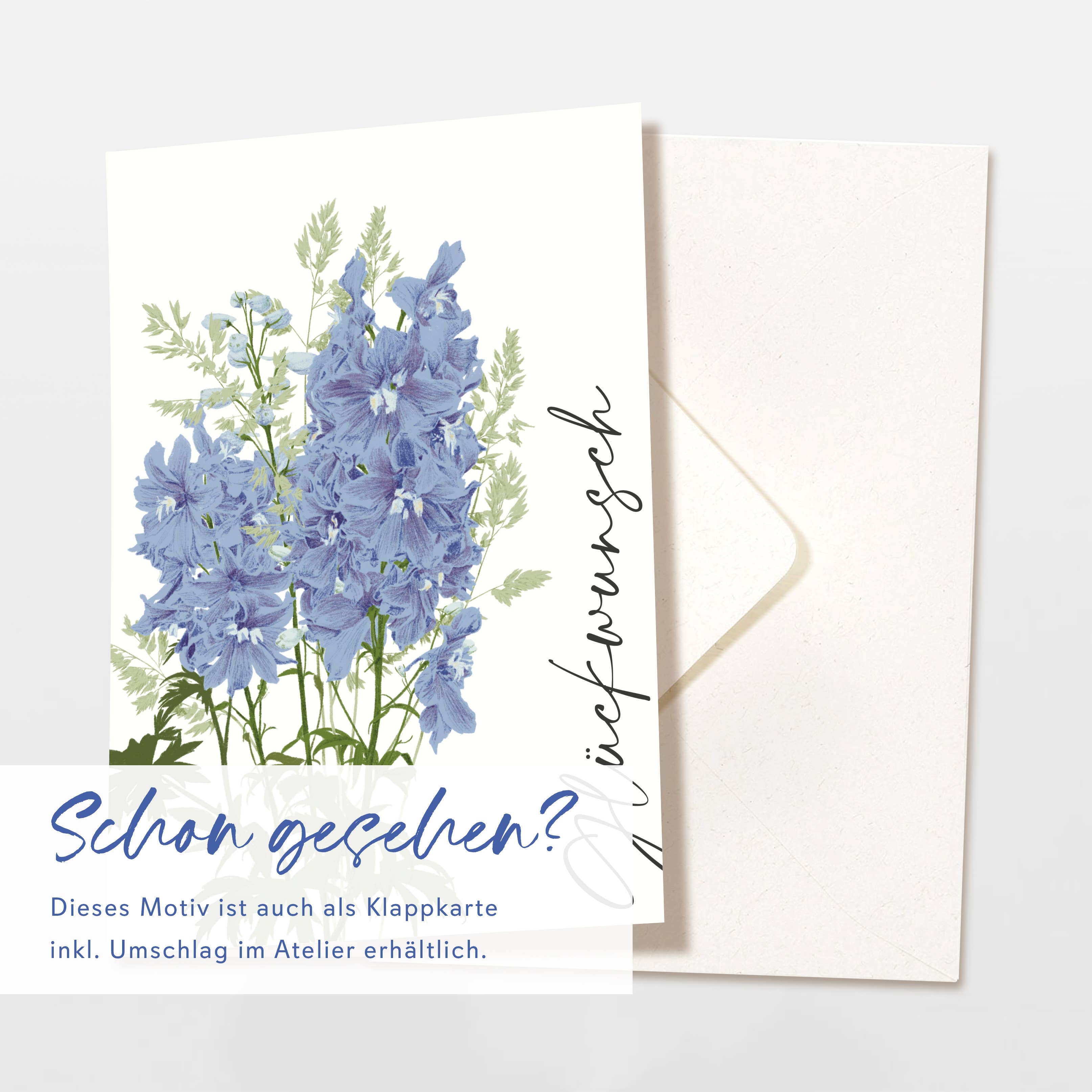 Wildblumen Atelier - Wholesale Felicitatie-kaartje - Ansichtkaart Congratulations Strauss blauw, FSC-gecertificeerd3