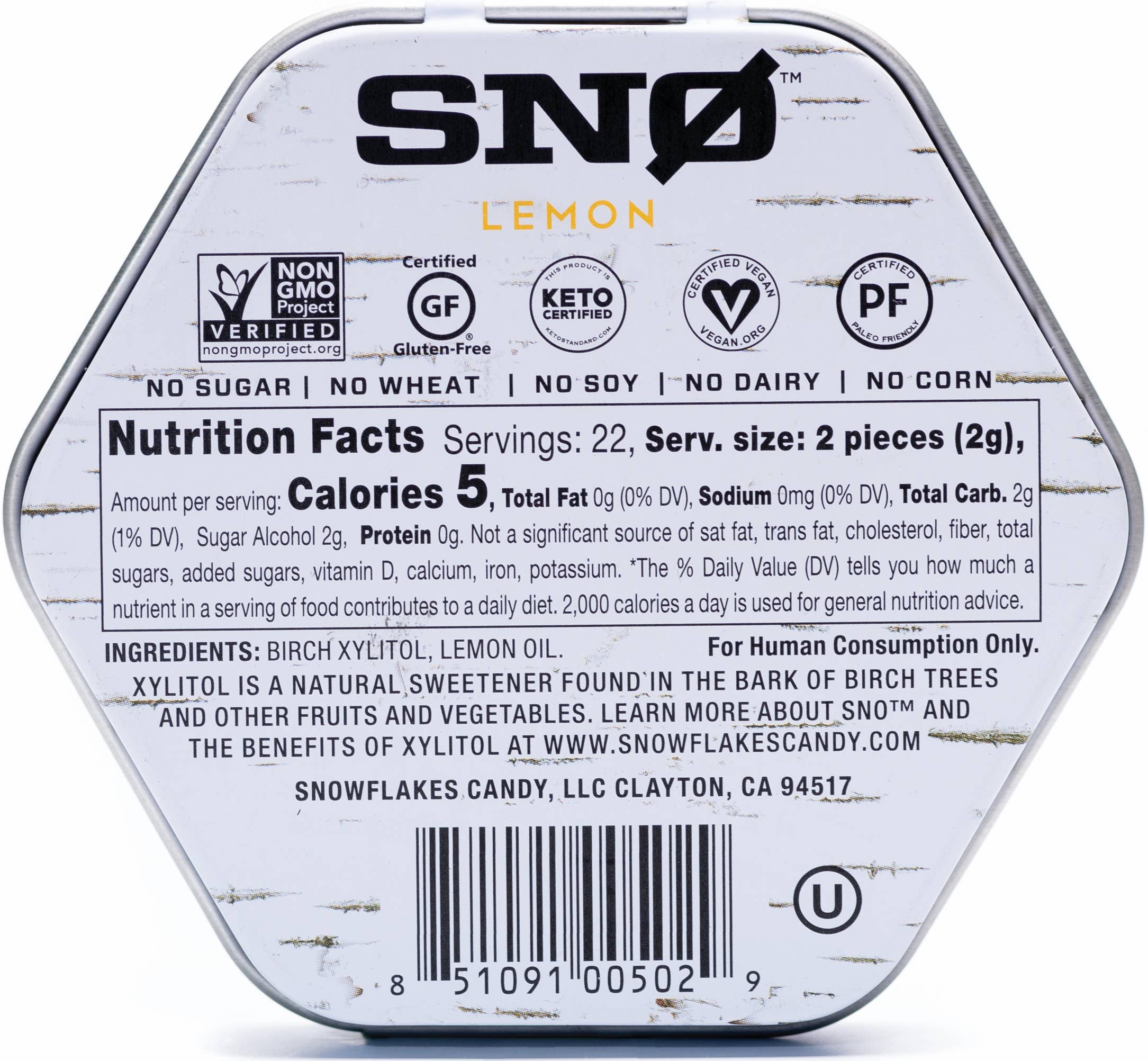 SNØ - Wholesale Hard Candy - Lemon Sugar Free Candy - Keto & Vegan | 6 Tins1