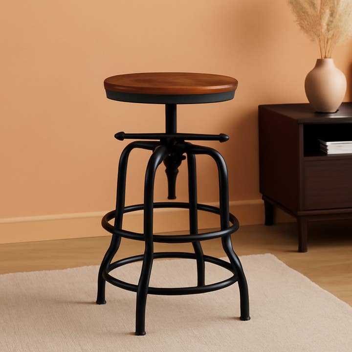 Adjustable Brown Bar Stool With Wood Seat Counter Height for wholesale by ShipItFurniture