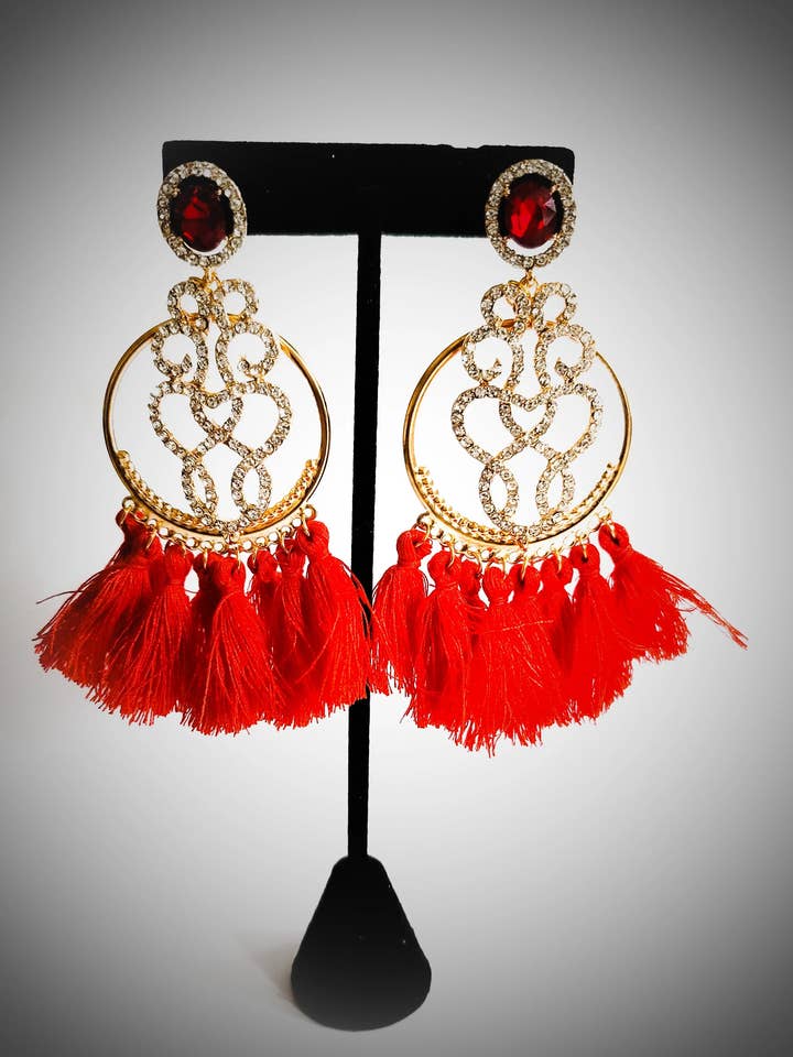 Gold Based Red Austrian Tassel for wholesale by L. Styles, LLC