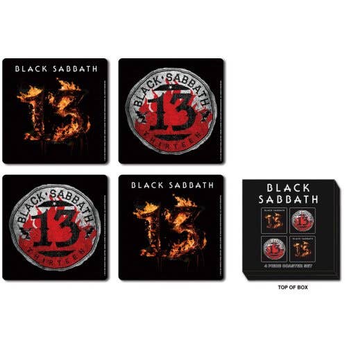 Ocean Peak Australia and New Zealand Pty Ltd - Wholesale Coasters - Black Sabbath '13' 4pc Cork Coaster Set
