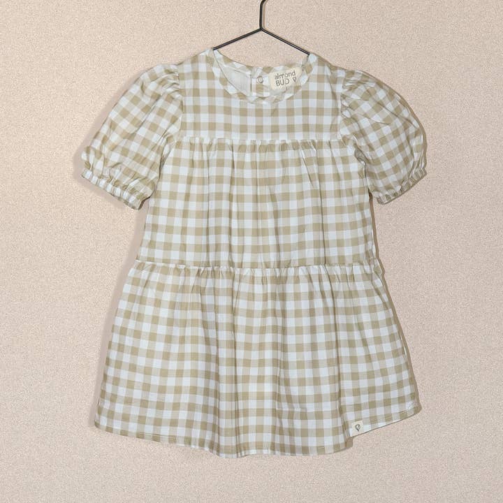 Honey Gingham Toddler Klänning med matchande BLOOMERS för wholesale av Almond Bud