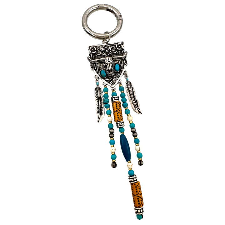 Longhorn Western Bohemian Turquoise Beaded Key Chain for wholesale by Lunar Deer