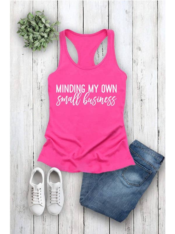 Top Avenue - Wholesale Tank Top - Women's - Fit Racerback Top - Minding My Own Small Business Print4