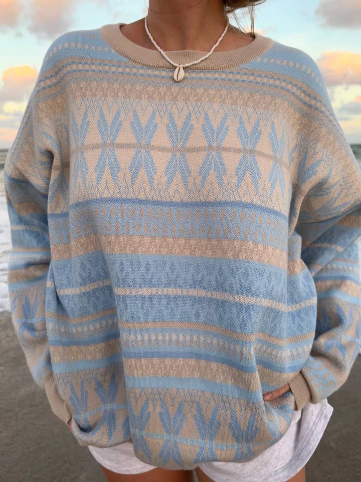 Blue Snowflake Aspen Ski Winter Sweater for wholesale on Faire