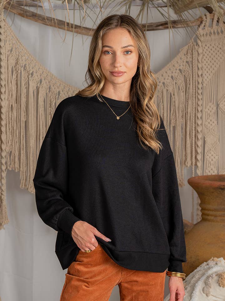 Round Neck French Terry Solid Top for wholesale by Sew In Love