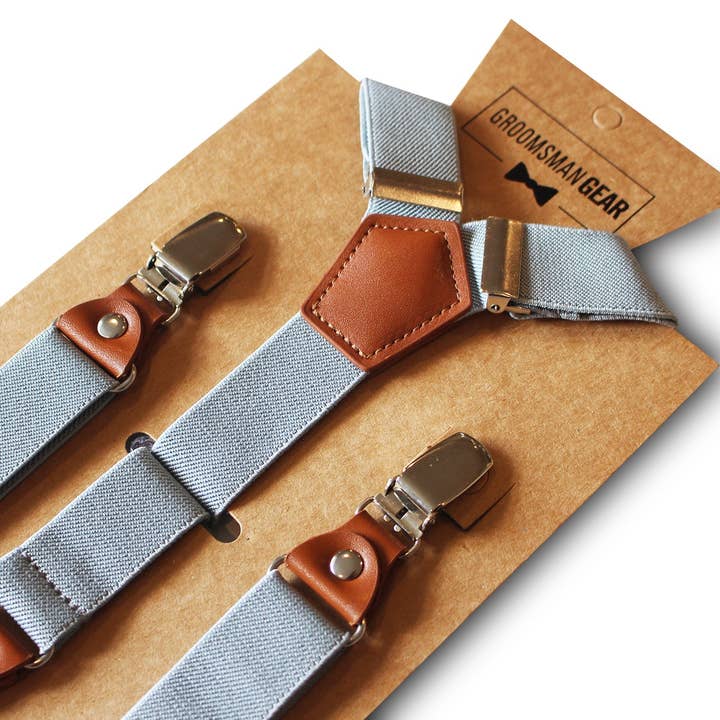 Men's Grey Suspenders for wholesale by Groomsman Gear