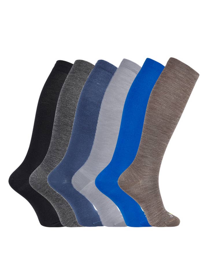 Lightweight Merino Wool Everyday Compression Socks (15-20mmHg) - Solids - 6 Pack for wholesale by Ja-vie