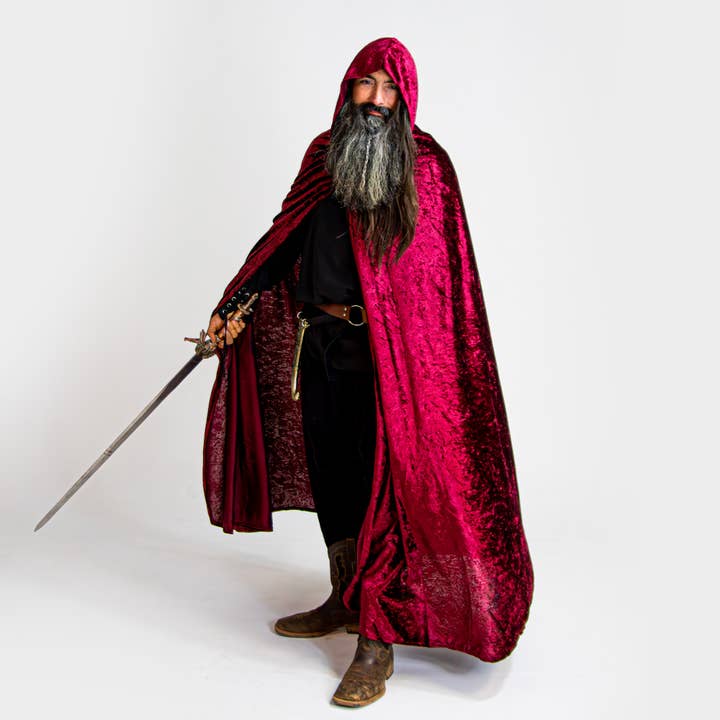 everfan - Wholesale Costume - Unisex - Adult Hooded Cloak - Crushed Velour Medieval Hooded Cape