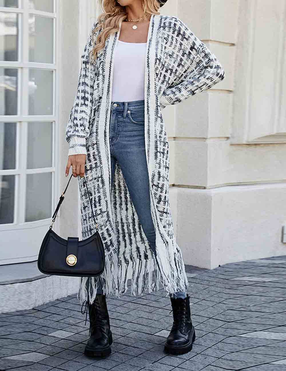 Sweetkama – wholesale Cardigan – Women’s – Ladies Multi Color Front Open Tassels Chunky Knit Cardigan15