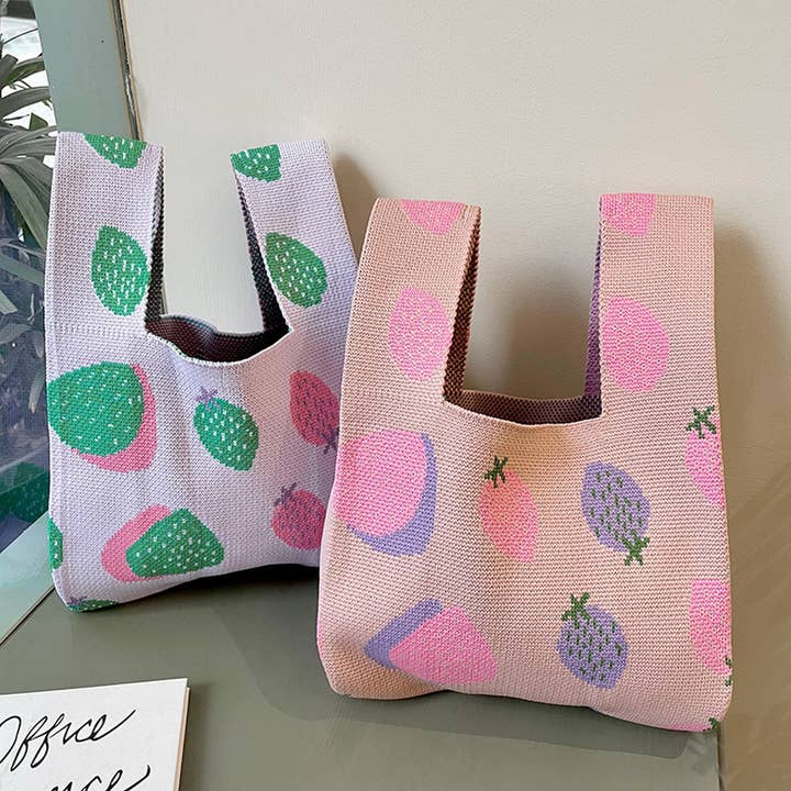 ACCITY - Wholesale Tote Bag - Women's - VERSATILE CUTE STRAWBERRY KNITTED HANDBAG_CWAB3226