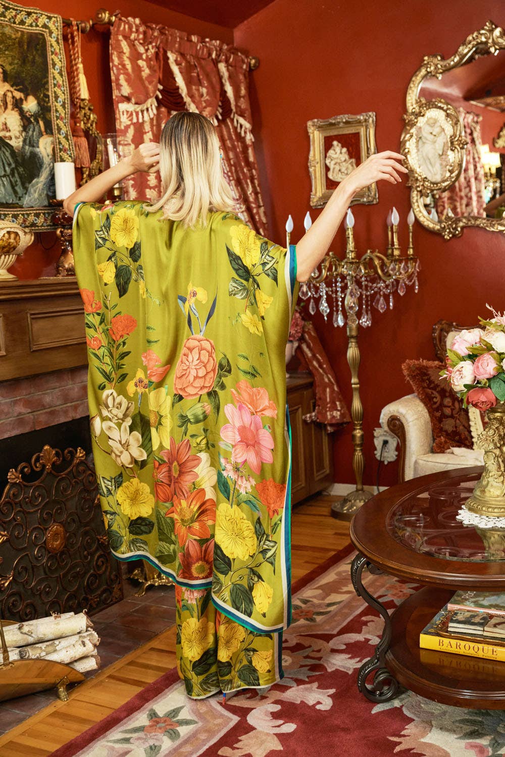 Olive Floral French Riviera Hand-Beaded Kimono / Topper for wholesale on Faire23