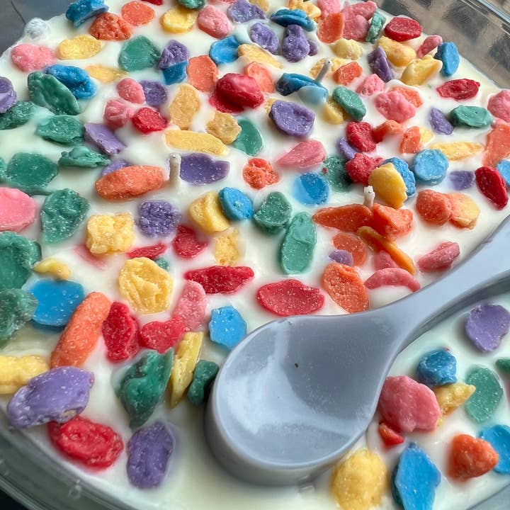 Fruity Pebbles Cereal Bowl Candle for wholesale by Smelly Melly Soaps and Candles, LLC