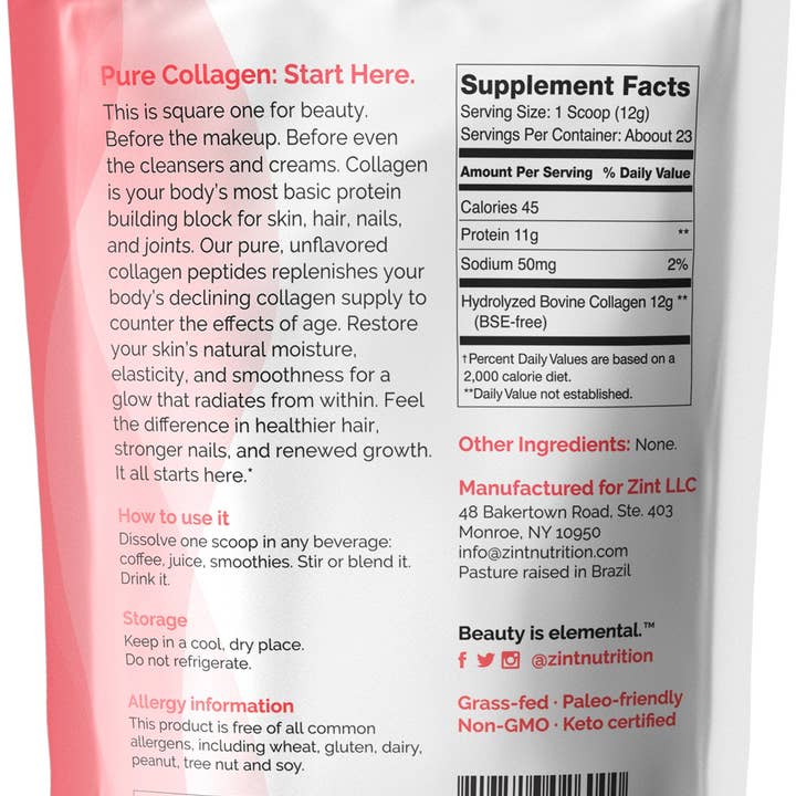 Zint Nutrition - Wholesale Protein/Superfood Powder - Collagen Peptides Powder (10 oz)1