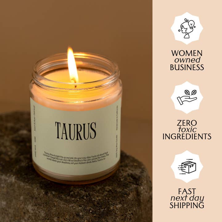 James Wax - Wholesale Jar/Filled Candle - Taurus Gift Zodiac Sign Candle Birthday Taurus G0894