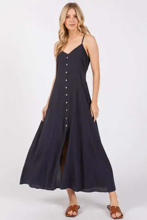 Final Touch - Vente Robe – femme - Robe fluide en mousseline épaisse avec boutons contrastants - ND40209-HV5