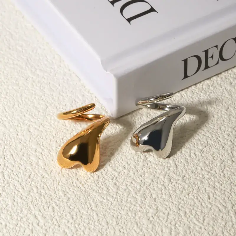 Sweet Cherry Sky - Wholesale Band/Stacked Ring - Chunky Wrap Around Heart Ring2