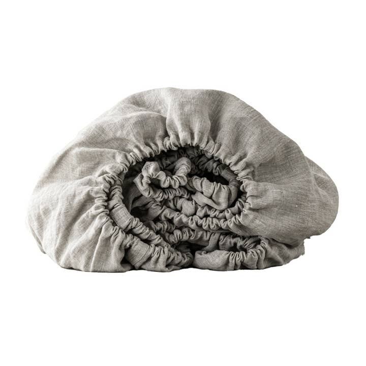 Light Gray Linen Twin Fitted Sheet for wholesale by HomeRoots