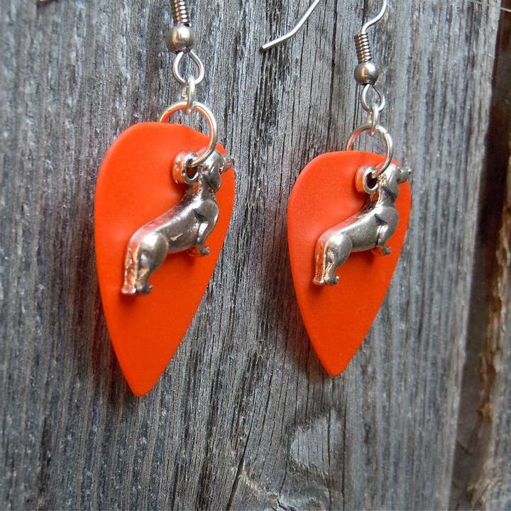 Simply Raevyn - Wholesale Dangle Earrings - Dachshund Charm Guitar Pick Earrings9