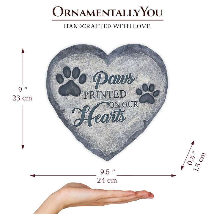 OrnamentallyYou - Wholesale Stepping Stone - Paws Printed on our Hearts Memorial Stepping Stone for Pet, 9.5" Dog Funeral and Pet Cemetery Decor2