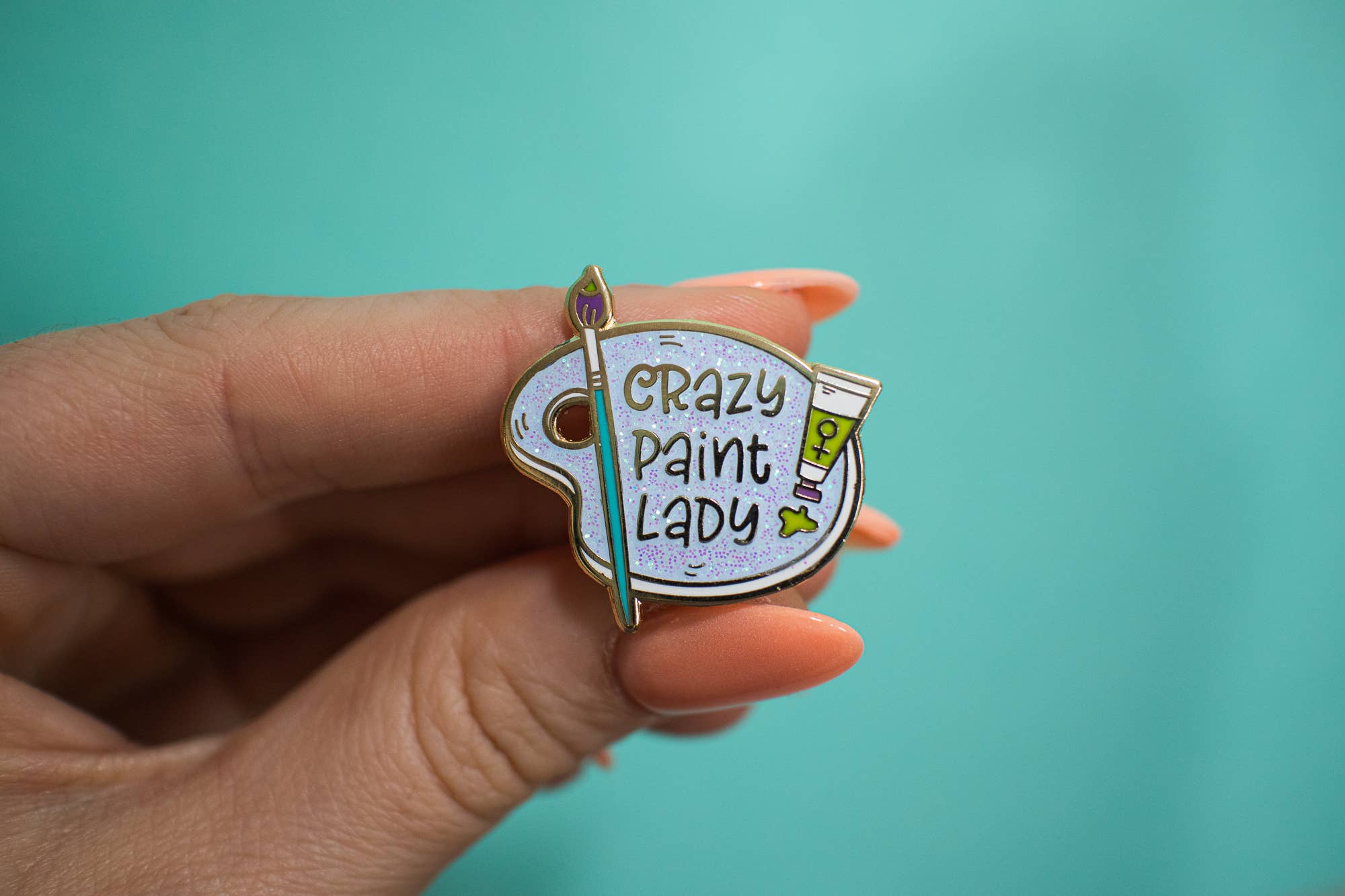 The Paint Sesh – Engroshandel Reversnål/knap – Crazy Paint Lady Enamel Pin | Tilbehør til kvindelig kunstner5