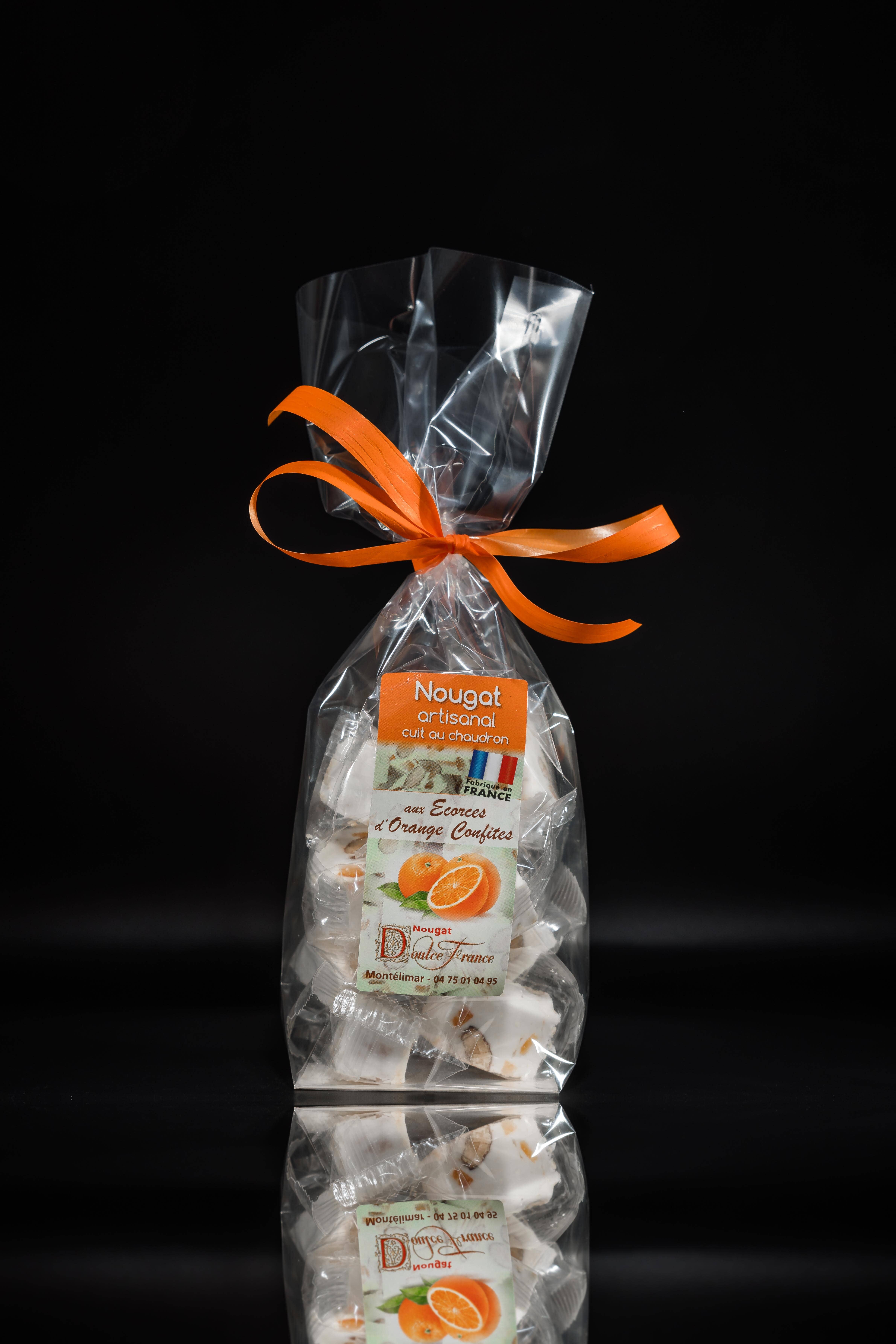 Doulce France - Wholesale Nougat - 100 g Bag of Nougat with Candied Orange Peel