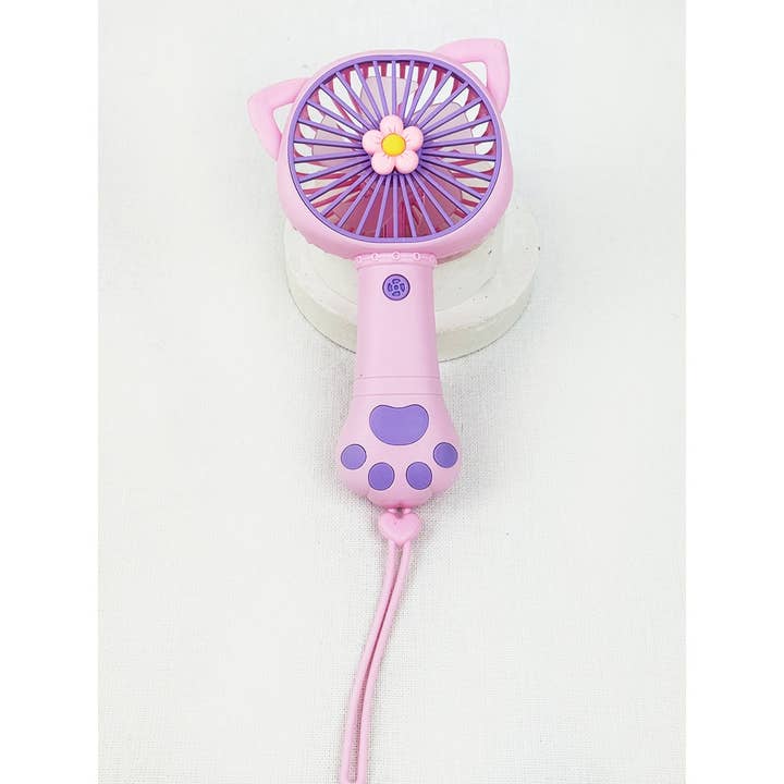 MIX COLOR Cute Paw Portable Hand Fan with strap for wholesale on Faire1