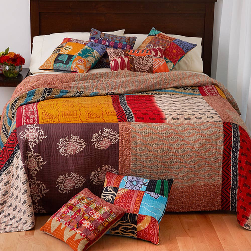 SERRV International - Wholesale Quilt - Queen-Size Kantha Patchwork Quilt3