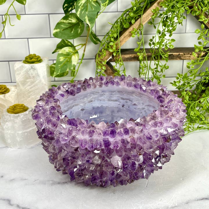 Rock Paradise - Wholesale Decorative Plate/Dish/Bowl - Amethyst Crystal Point Bowl - Handmade - Home Decor