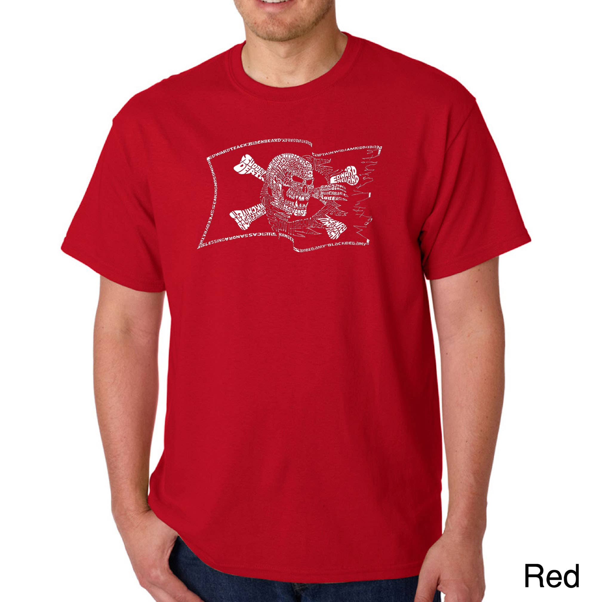 LA Pop Art - Wholesale Screen Printed T-Shirt - Men's - LA Pop Art Men's Word Art T-shirt - PIRATE FLAG7