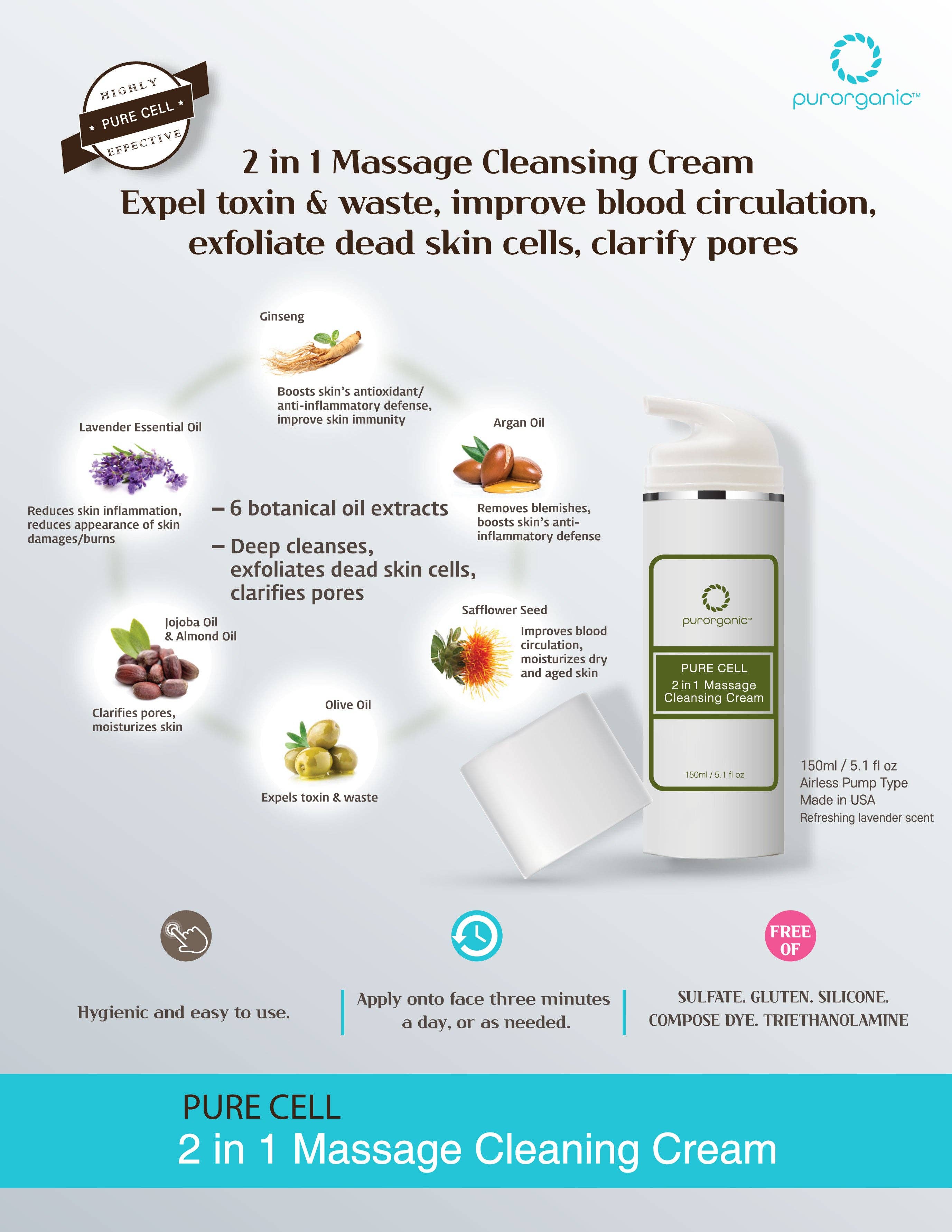 URBAN COLLINS - Vendita all'ingrosso Detergenti per il viso - Crema detergente per massaggi 2 in 1 PURORGANIC 5,1 fl oz (150 ml)3