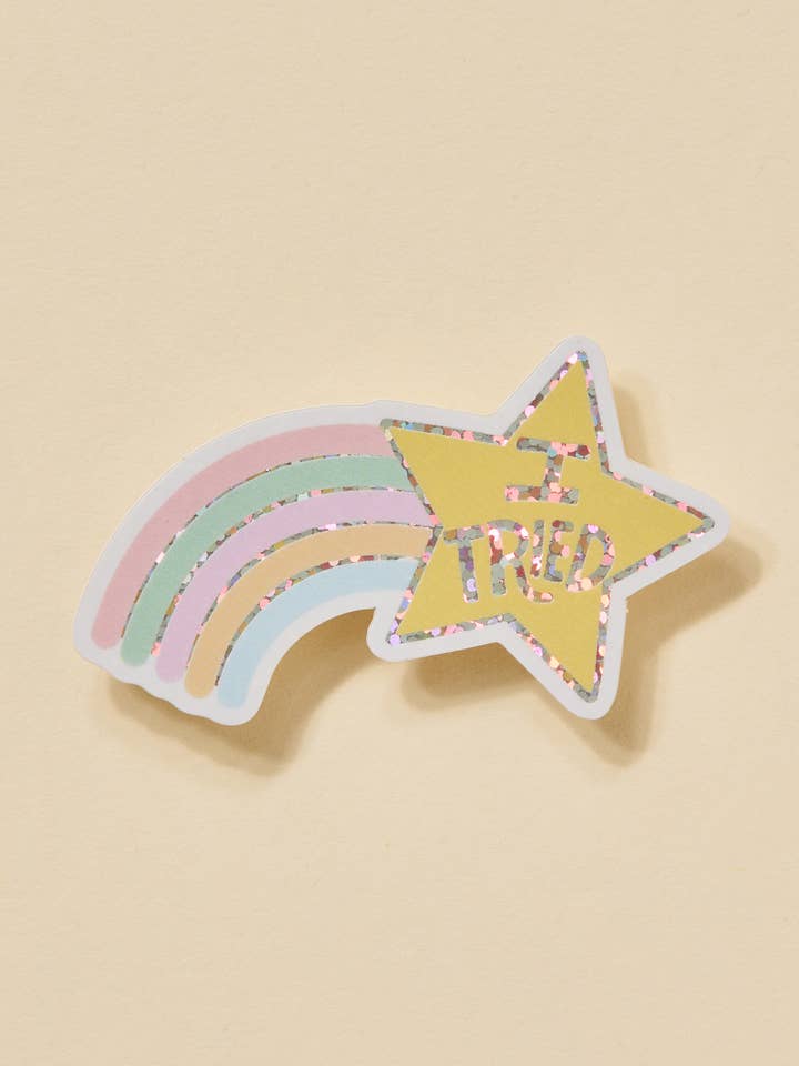 I Tried Shooting Star Glitter Sticker for wholesale by One & Only Paper