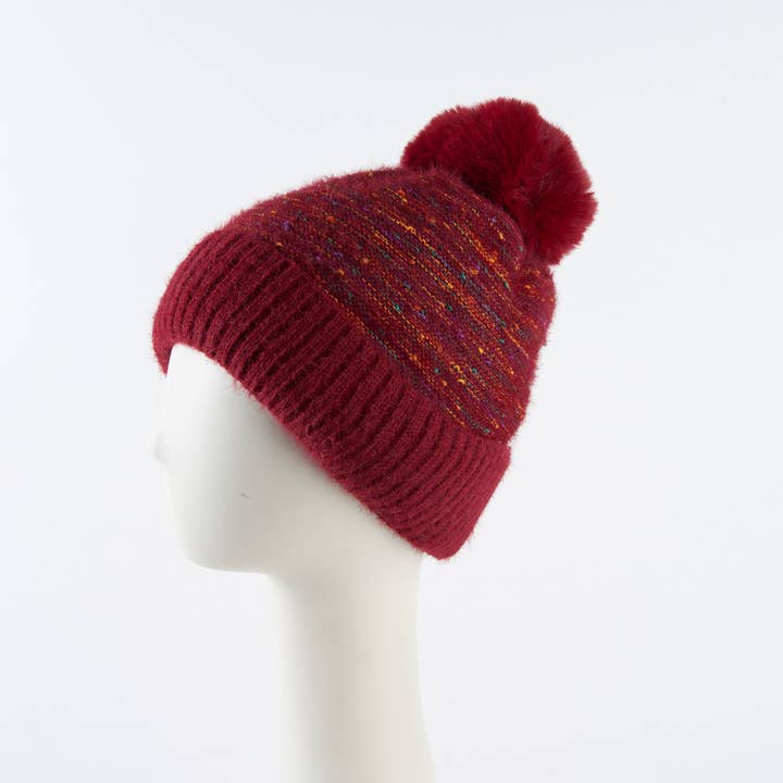 Elsie & Zoey - Wholesale Beanie - Women's - Kirry Knit Flecked Pom Winter Beanie Hat4