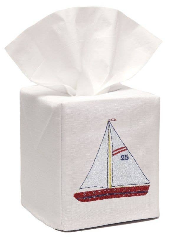 Tissue Box Cover Linen Cotton - Sailboat for wholesale by Jacaranda Living