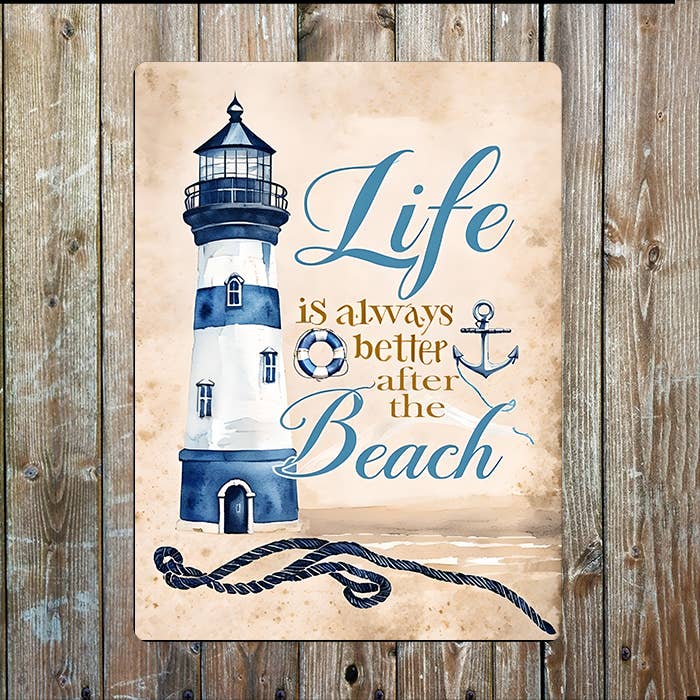 Life Better after Beach Seaside Nautical Metal Sign Plaque for wholesale by The British Metal Signs Company