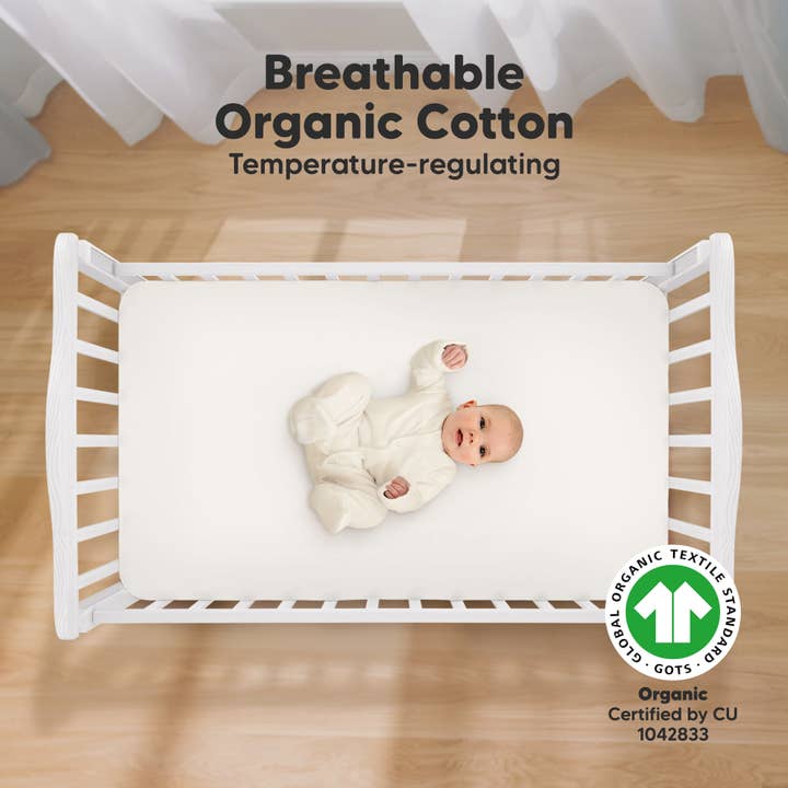 Soft White 2-pack Organic Cotton Fitted Crib Sheet for wholesale on Faire2