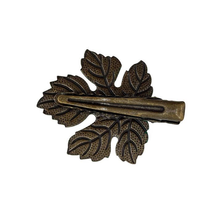 Gleeful Peacock - Wholesale Hair Clip - Women's - Branch Out Hair Clip-Hand Painted Fall Leaf-Alligator Clip5