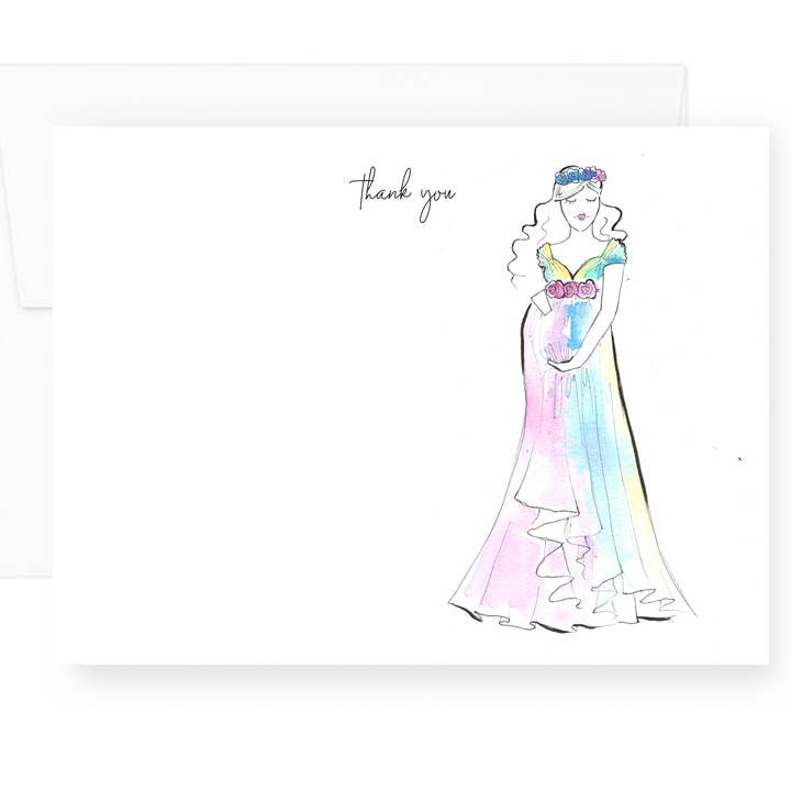 Baby Shower Thank you Flat Note Card Stationery Set for wholesale by Lacee Swan