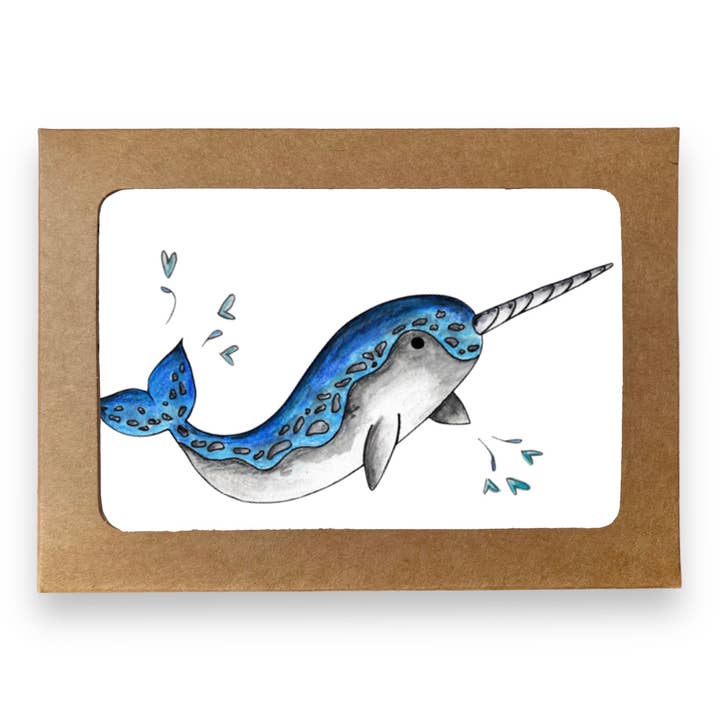Narwhal Blank Boxed Note Cards | Ocean Themed Stationery for wholesale by Whimsicals Paperie