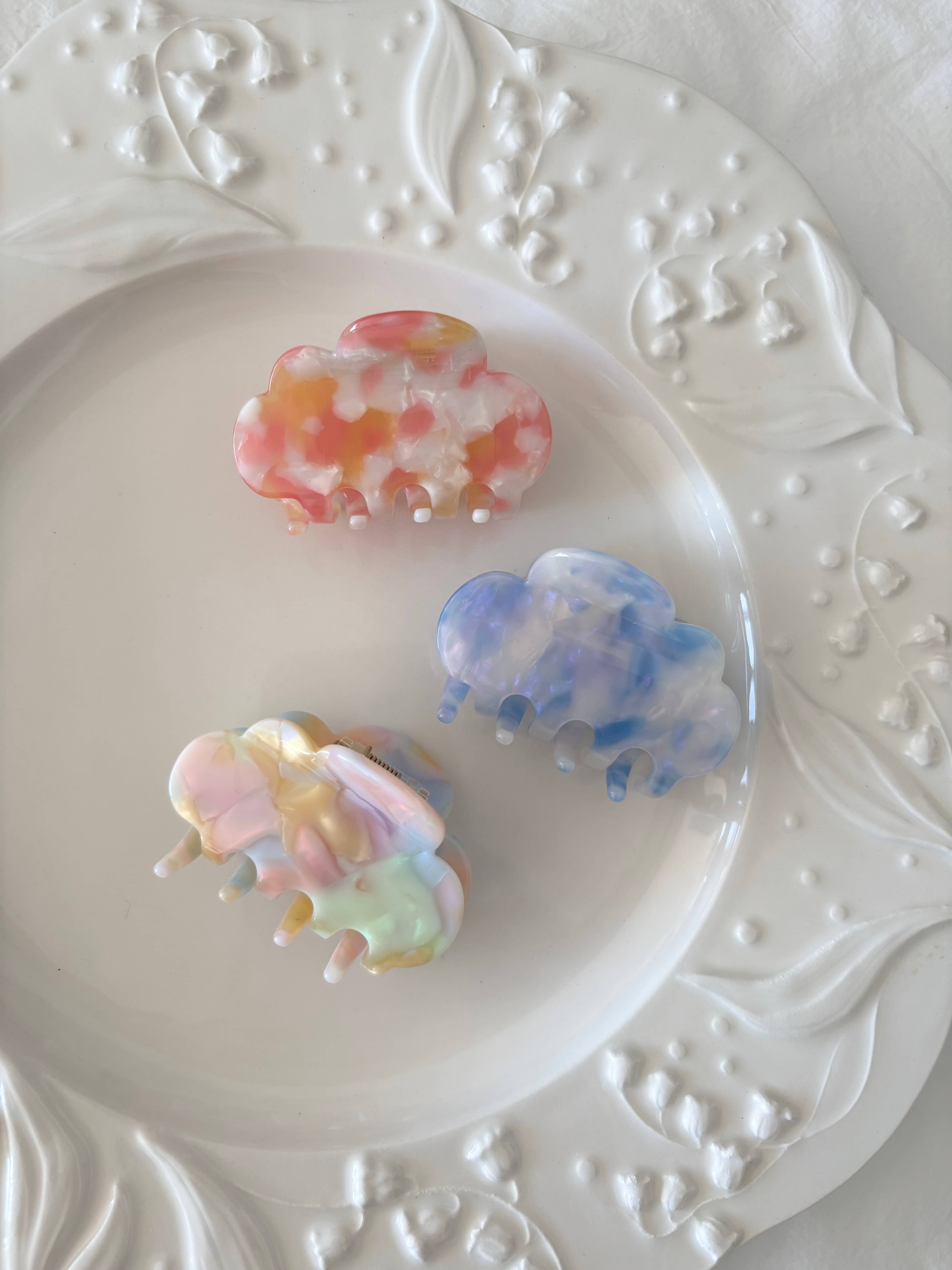 LoveLina - Vente Pince à cheveux – femme - BARRETTES EN FORME DE NUAGE EN SORBET COLORÉ (CLAVU)1