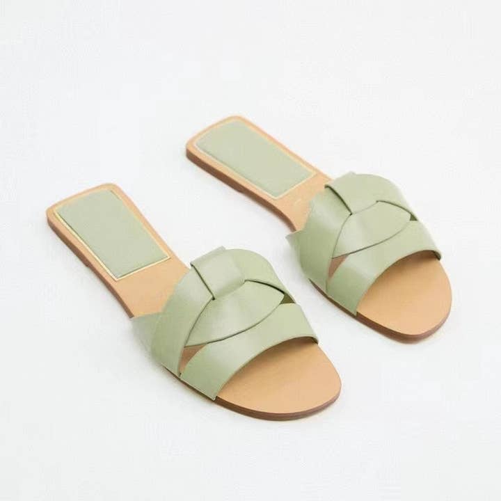 Blak Wardrob - Wholesale Sandals - Women's - Women Gold Flat Sandals Criss-Cross Leather