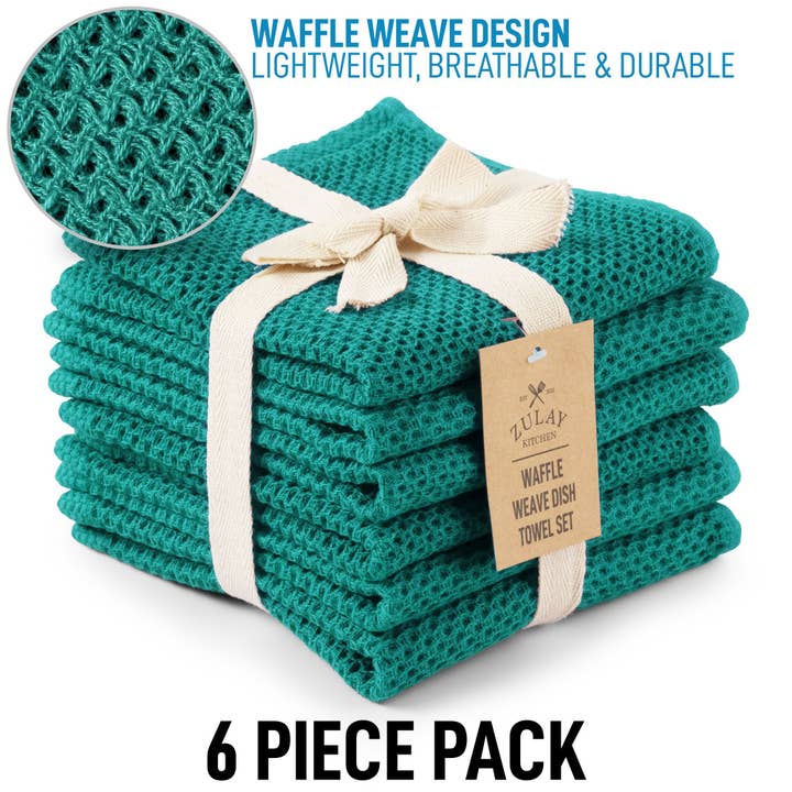 Zulay Kitchen - Wholesale Dishcloth - Waffle Weave Dish Towels – 12"x12" 6-Pack23