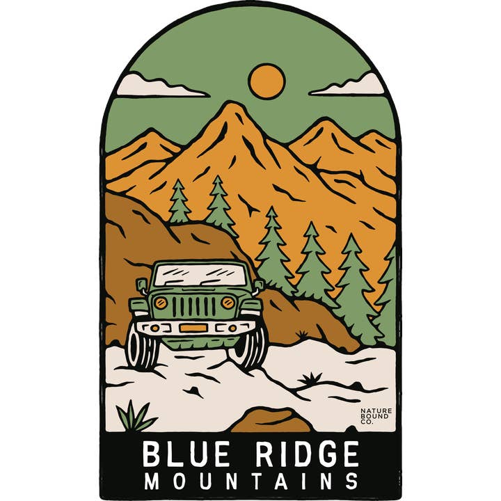Jeep Blue Ridge Mounatins Sticker | Green for wholesale by Nature Bound Co