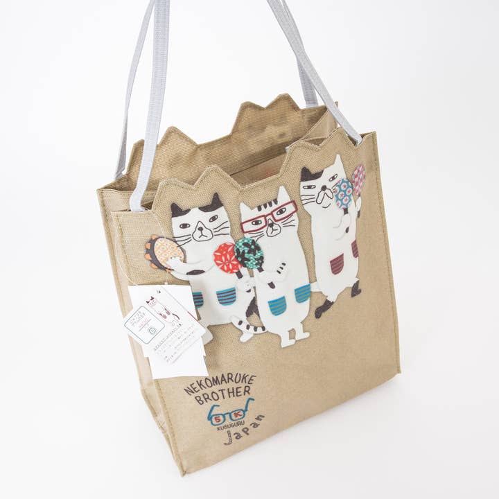 U PLUS INC - Wholesale Tote Bag - Women's - Whimsical "Nekomaruke Brother" Waterproof Mini Tote - Kusugu