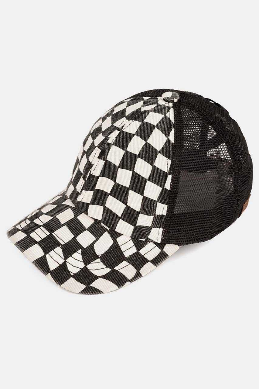 Hana - Wholesale Baseball Cap - Women's - C.C Checkered Pattern Criss Cross Back Cap2