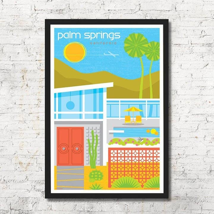 Palm Springs Mid Century Modern House Art Print Wall Decor for wholesale by Red Robot Design & Illustration