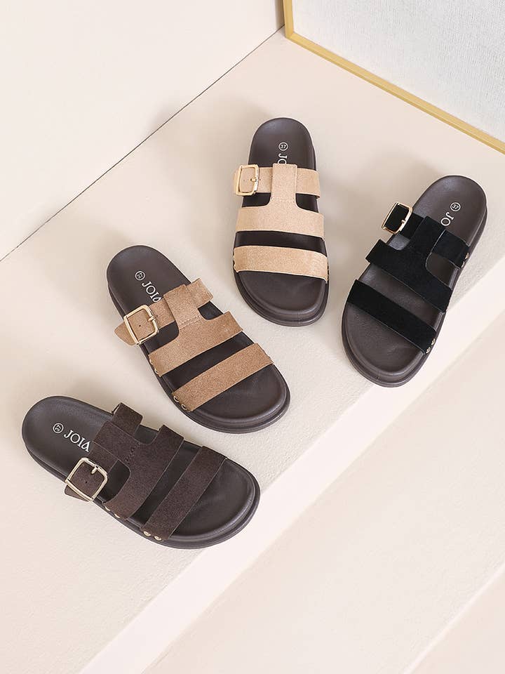 Mules planas tira paralela H8-1276C para venta al por mayor de Joia Paris