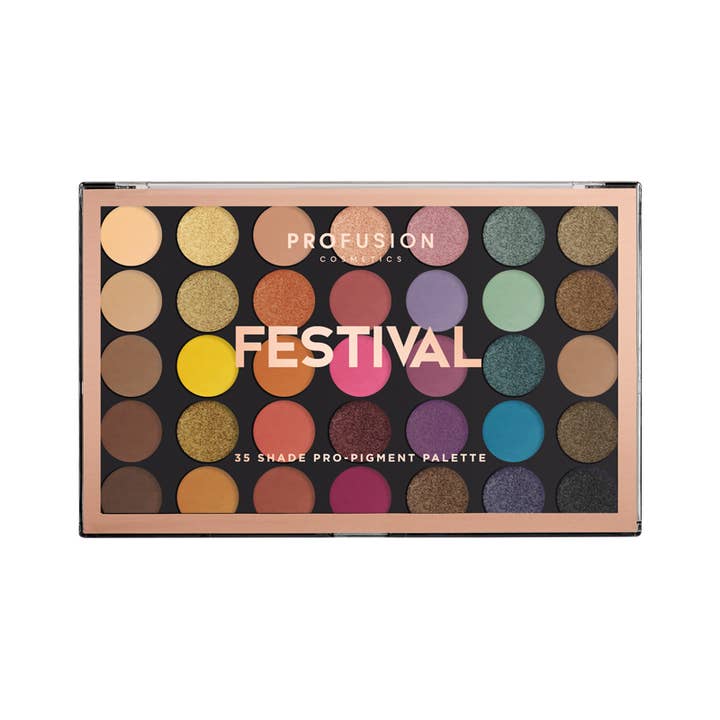 Festival| 35 Highly Pigmented Shade Eyeshadow Makeup Palette for wholesale by Profusion Cosmetics