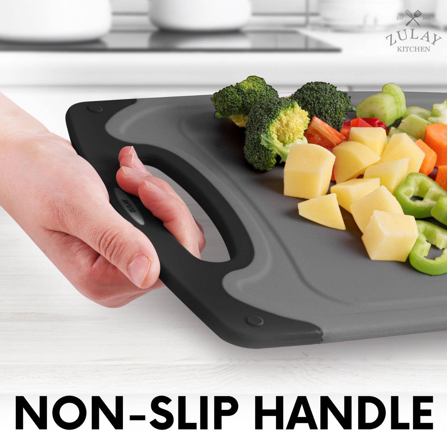 Zulay Kitchen - Vendita all'ingrosso Taglieri - Set di 3 Taglieri in Plastica – Scanalatura Antiscivolo per Succhi6