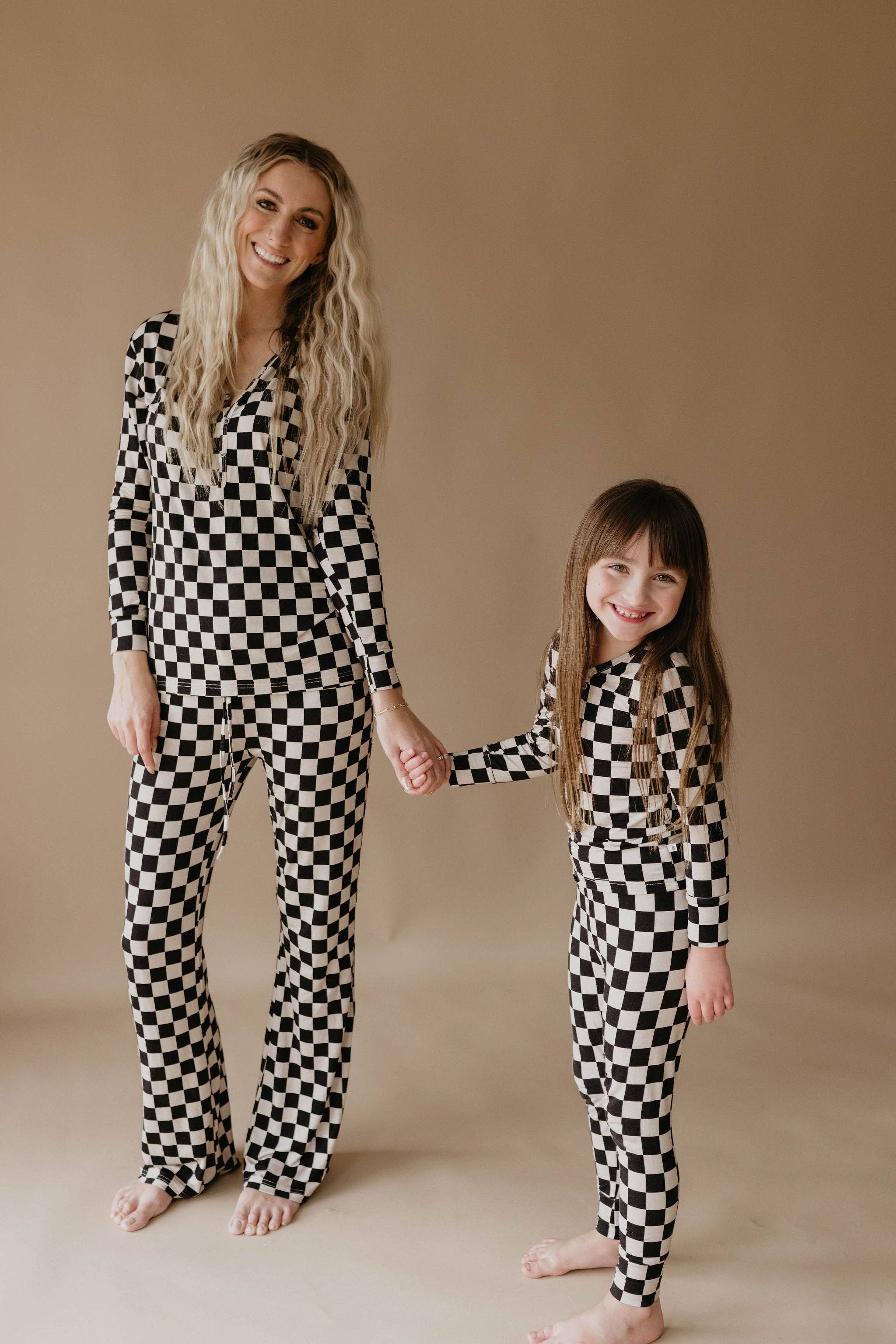 Forever French Baby - Wholesale Sleepwear Set - Kids - Bamboo Two Piece Pajamas | Black Checkerboard1